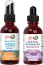 MaryRuth Organics Throat Spray (maitsestamata) & Echinacea Purpurea tilgad | USDA Organic, Clean Label Project Verified® | Vitamiinid kurgu leevendamiseks, immuunsus ja üldine tervis | Vegan, Non-GMO