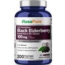 NusaPure Black Elderberry 50: 1 ekstrakt, 100 mg, mis vastab 5000 mg Veggie kapslite kohta, 200 loend (GMO-väline, bioperine) Sambucus Supplement