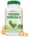 OmegaVia Vegan Omega 3 täiendus, vetikad Omega 3 kalaõli Alternatiivne, 300mg Vegan DHA rasvhapped, taimsed, planeedi ja ookeani sõbralik, IAOS 5 tärni testitud, 60 Softgels