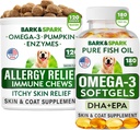 Allergy Relief + Omega 3 Bundle - Anti-Itch Skin & Coat Supplement + Nahaallergia - Omega 3 Kalaõli + EPA & DHA Rasvhapped - Itching & Paw Licking + Joint Health - 120 Chews + 180 Softgels - valmistatud USAs