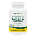 NaturesPlus Super C kompleks, püsiv vabanemine - 60 tabletti - 1000 mg C-vitamiini + 500 mg bioflavonoidid - taimetoitlane, gluteenivaba - 60 serveerimist