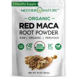 Orgaaniline, toores Peruu Red Maca Root Powder - Premium USDA sertifitseeritud, hormoonide tasakaal naistele, looduslik energia, meeleolu toetus, mitte-GMO, Vegan Superfood, 16 oz