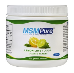 KALA TERVIS MSMPure Sidrunlubja maitsestatud jämedad MSM pulbrihelbed - orgaaniline väävel liigeste paindlikkuseks, naha välimuseks ja juuste ja küünte toetamiseks - 8,8 oz, USA Made, destilleeritud kristallid
