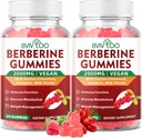 2 Pack Berberine Gummies, 2000mg kõrge potentsi Berberine HCI täiendada, pluss Ceylon Cinnamon, piimaohakas naistele ja meestele, immuunsüsteemi ja ainevahetuse tugi - 120 kummikud