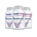 Uuringud Kontrollitud Resveratrool - 98% Trans-Resveratrool 1000 mg, vananemisvastane tugi - 60 kapslit pudeli kohta - 3 pudelit