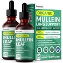 5-in-1 Mullein tilgad kopsudele ja bronhidele - hingamisteede kopsude tervisetoetus Mullen Leaf ekstraktiga kopsudele - Mullein Tinktuur Elderberry, Echinacea ja Ingveri juurega (60 Servings) (2-pakk)