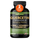 Quercetin koos C-vitamiini ja tsink - väike Quercetin - Quercetin 500mg - Quercetin koos Bromelain - tsink Quercetin + Vitamiin D3 - 120 Veggie kapslid - (GMO, Gluteenivaba, Vegan) - 2 kuu pakkumine