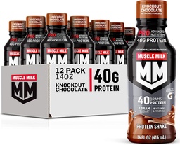 Muscle Milk Pro Advanced Nutrition Pro Pro Pro Pro Pro Protein Shake, Knockout Chocolate, 14 Fl Oz Pudel, 12 Pack, 40g Valk, 1g Suhkur, 16 Vitamiinid ja Mineraalid, 6g Fiber, Treeningu taastamine, Pakendamine Võib erineda