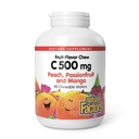 Looduslikud tegurid, lastele näritav C 500 mg vitamiin, toetab immuunsüsteemi tervist, luud, hambad ja igemed, virsik, kirglik vili ja mango, 90 vahvlit