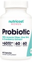 Nutrikost probiootikum naistele 60 miljardit CFU, 60 kapslit, kompleks Acacia Fiber, Uva Ursi, & Cranberry Extract - Non-GMO & Gluten Free