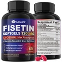 Fisetin Supplement - Liposomal Super Absorption 98% Puhas 1200mg kvertsetiin, resveratrool, roheline tee ekstrakt tervisliku vananemise ja pikaealisuse, naha tervise, aju ja antioksüdant - 60 Softgels