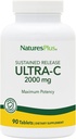 Natures Plus Ultra-C 2000 mg - 90 tabletti - C-vitamiin koos Rose HIPS - Immuunsüsteemi ja antioksüdantide tugi - taimetoitlane, gluteenivaba - 90 serveerimist