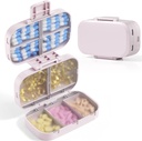 MEACOLIA Triple-Folding Pill Organizer, 9 Komplekti Suure mahutavusega reisipillide ümbris, Daily Pill Box Väike pillide konteiner vitamiinide, tursamaksaõli, lisandite jaoks (Beež)