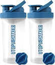 Utopia Home Protein Shaker Pudel - (Pakk 2) 28-Ounce Shaker pudelid Valgusegud - Fitness Sport Klassikaline Valgu Segaja Pudel (Selge / Merevägi)