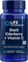 Life Extension Black Elderberry + C-vitamiin, igapäevane immuunsuse tugi Elderberry & C-vitamiinist, gluteenivaba, mitte-GMO, taimetoitlane, 60 kapslit