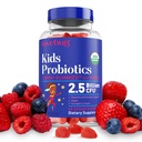 LOVEBUG Kids Probiootilised kummikud - orgaanilised närimistable probiootikumid lastele vanuses 4+, mullapõhine laste probiootikum soolestiku tervisele, kõhukinnisus, seedehäired ja immuuntoetus, Vegan, 60 närimist, maasikas