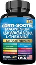Corti-Soothe Cortisol Supplement, Magneesium Glycinate 200mg L-Theanine 150mg Ashwagandha 150mg Fosfatidüülseriin Kortisool Manager Lions Mane Ginkgo Biloba Bacopa Monnieri Valerian Juur(60 Caps)