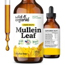 Wild & Organic Mullein Tinktuur - Lung Cleanse ja Detox - Vedel Mullein Leaf Extract Lungs koos Echinacea - Verbascum Thapsus tilgad - Vegan, suhkur ja alkoholivaba täiendus - 4 fl oz