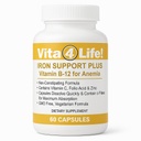 Vita4Life!® Rauatugi Plus - 40 mg rauda C-vitamiini, B-12, foolhappe ja tsink - 60 kapslit - mittekonstipeeruv valem punaste vereliblede toetuseks ja energia - taimetoitlane ja GMO-vaba