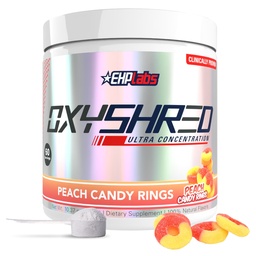 EHP Labs OxyShred Pre Workout Pulber - Preworkout Pulber L glutamiini ja atsetüül L-karnitiiniga, energia suurendamise jook - virsikukompvekid, 60 serveerimist