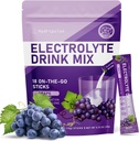 Elektrolüütide pulbripaketid - suhkruvaba, looduslikult maitsestatud, 10 elektrolüüti ja vitamiine Elektrolüütide Joogi Segu - Viinamarjamaitsed, Keto Sõbralik, Vegan, Mitte-GMO, 18 Pakendit