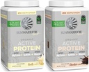 Sunwarrior Chocolate & Vanilla Active Organic Protein Powder Set | Bundle & Save | Vegan Protein Powder | Non-GMO Soy Dairy & Gluten Free (20 Servings Vanilla, 20 Serving Chocolate)