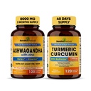 Sandhu taimed Orgaaniline 4in1 Ashwagandha w/Zinc & Organic Kurmeric Curcumin w/Bioperine Black Pepper Extract| Toetab immuunsüsteemi | Non-GMO