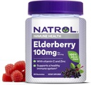 Natrol Elderberry 100mg kummikud immuunsuse tervise toetamiseks, 60 marjamaitselist kummikuid, 30 päeva pakkumine