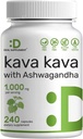 Pakkumise täiendus Kava Täiendus 750mg Serving, 240 kapslit, 4 kuud Pakkumine - Kava juure ekstrakt koos Ashwagandha juurepulbriga - Non-GMO