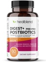 Digest + postbiootikumid Täiendus naistele ja meestele, multiensüümid, orgaaniline prebiootikum ja probiootikum seedetrakti tervise jaoks bromeliini, papiini ja lipaasiga, mitte-GMO, gluteenivaba, 60 taimetoitlast kapslit