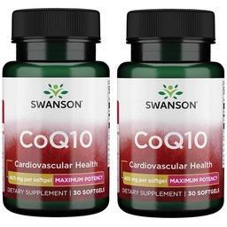 Swanson CoQ10 - aitab edendada südame tervist, energiatoetust ja AIDSi üldist südame-veresoonkonna süsteemi tervist - aitab säilitada koensüümi Q10 täiendust - (30 softgels, 400 mg iga) (2 pakendit)