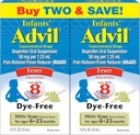 Advil Infants' Fever Reliever Dye-free, 50mg Ibuprofeen kontsentreeritud tilgad (Valge viinamarjamaitse, 0,5 fl. oz). Pudel, pakk 2