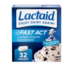 Lactaid Fast Act Laktoositalumatuse leevendamise kapslid laktaasi ensüümiga, et vältida gaasi, puhitust ja kõhulahtisust laktoositundlikkuse tõttu, ideaalne reisimiseks ja on-The-Go, 32 pakendit 1-Count