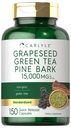 Carlyle viinamarjad, roheline tee, männikoor | 15 000mg | 150 kapslit | Mitte-GMO ja gluteenivaba toidulisand