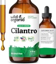 Wild & Organic Cilantro Tincture - Herbal Detox Drops with Cilantro Extract - Liquid Coriander Leaf Supplement - Vegan, Sugar & Alcohol-Free Drops - 4 fl oz
