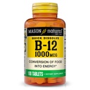 MASON LOODUSLIK vitamiin B12, 1000 mikrogrammi Kiiresti lahustuvad tabletid, kiire imendumine B kompleks normaalse energia ja närvifunktsiooni toetamiseks, 100 tabletti