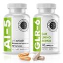 Soolestiku tugevus AI-5 & GLR-6 Seedetrakti tervise täiendus Bundle w / glutamiin, kurkum, soolestiku tervisekapslite lisand & seedetrakti tugi, mitte-GMO, piimavaba - 30-päevane pakkumine