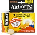 Airborne 1000mg C-vitamiini tsink kihisevad tabletid, immuunsüsteemi tugi täiendada võimas antioksüdandid Vitamiinid A & E - 20 Fizzy Joogi tabletid, Zesty Orange Maitse