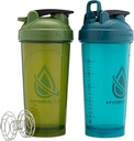 Hydra Cup ProFlow [2 Pack] 28 oz Shaker pudelid valgu raputamiseks, Shaker Cup koos Ball Blender Whisk, Shaker Bottle with Handle, Travel To Go, BPA Free (Green & Blue, 2 Pack)