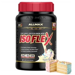 ALLMAX Nutrition - ISOFLEX Vadakuvalgu pulber, vadakuvalgu isolaat, 27 g valku, sünnipäevakook, 2 naela