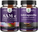 Puhta SAM-E Nootroopse Aju Täienduse ja Mood Suurendaja Orgaaniline Ashwagandha Kapslid - Aju Toetamise Täiendus - Kilpnäärme Energia Fookus Ja Neerupealiste Toetus