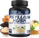 BMVINVOL Psyllium Husk kapslid Fiber täiendus lambaläätse, kurkum, ingver, must pipar - toetada seedesüsteemi, soolestiku tervis - 240 Loe 4 kuu pakkumine