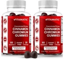 Vitamatic Sugar-Free Chromium Gummies with Ceylon Cinnamon – 2000 mg Equivalent Per Serving (alates Ekstraktist 83 mg) – Non-GMO, Gluten-free – 60 Vegan Gummies – 2 Pack