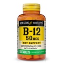 MASON LOODUSLIK vitamiin B12 50 mcg kaltsiumiga, 100-päevane pakkumine, toidulisand loodusliku energia taseme toetamiseks, 100 tabletti (1. pakend)