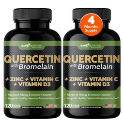 Gade Nutrition Quercetin koos C-vitamiini ja tsink - Quercetin 500mg - Quercetin koos Bromelain - tsink Quercetin - Quercetin Supplements + Vitamiin D3 (GMO, Gluteenivaba, Vegan) - 4 kuu pakkumine