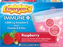 Emergen-C Immune + 1000mg C-vitamiini pulber, koos D-vitamiini, tsingi, antioksüdantide ja elektrolüütidega immuunsuse jaoks, immuuntoetuse toidulisand, Vaarika maitse - 30 krahv / 1 kuu pakkumine