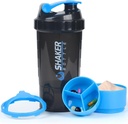 Valgupudel - Spordivee pudel - Non Slip 3 Layer Twist Off 3oz Cups koos Pill Tray - Leak Proof Shake Bottle Mixer - Valgupulber 22 oz Shake Cup koos ladustamisega