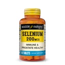 Mason Natural Selenium 200 mcg - Antioksüdandi täiendus immuunsüsteemi toetuseks ja eesnäärme terviseks, oluline jälje mineraal, 60 tabletti