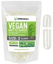 XPRS Nutra suurus 3 Tühja kapslit - 100 loe puhast tühja vegankapslit - taimetoitlased pillid - DIY köögiviljakapsli täitmine - Veggie Pill kapslid