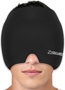 ZNÖCUETÖD Migreen Peavalu Relief Cap Kübar Täispea Jääpakend Mähkimine Geel Jää Beanie Kuum / Külm Kompressioon Kork Siinus, Stress, Pohmelli peavalu Valu leevendamine - Korduvkasutatavad Mehed Naised, Must, Suurus M